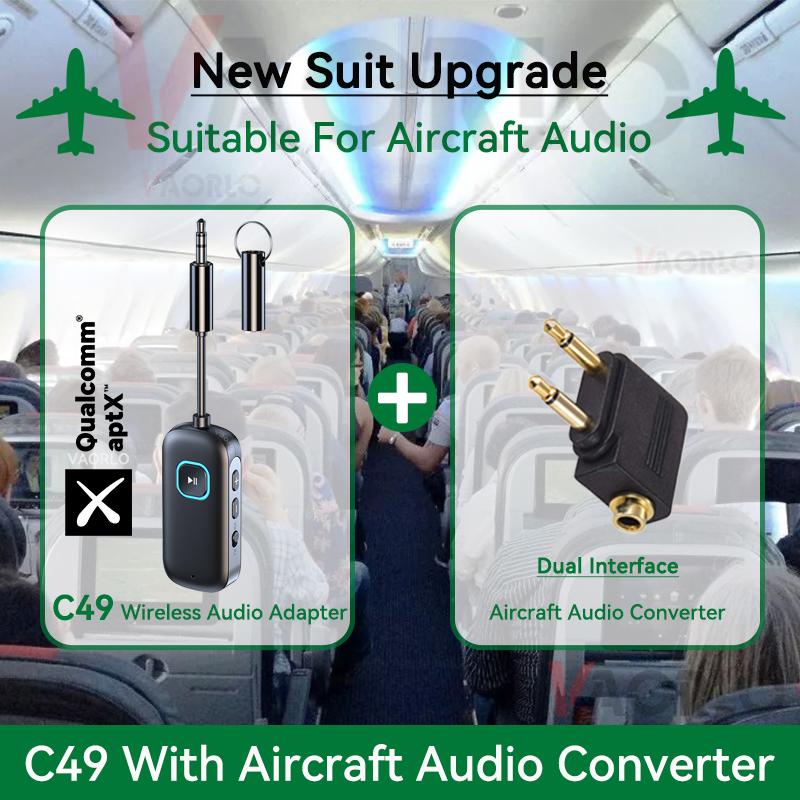 2 in 1 aptX Bluetooth Audio Transmitter Receiver 3.5MM AUX Multipoint Hifi Stereo aptX-Adaptive/HD/LL Wireless Adapter With Mic