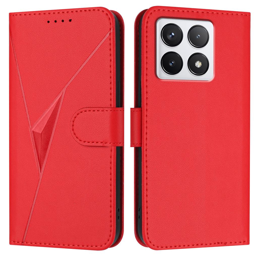 YX0090 For Xiaomi 14T Case Triangle Imprint Leather Phone Cover with Lanyard