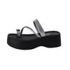 2025 new summer love rhinestone set toe slippers women show high thick bottom open toe slippers casual versatile can be worn outside
