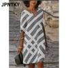 JPNTKY Moda Estiva Primaverile Manica Corta Scollo a V Abiti Casual