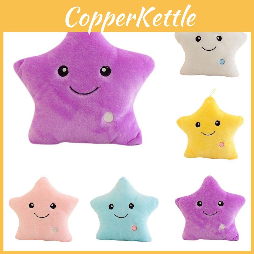 Luminous Glowing Led Colorful Stars Cushion Plush Toy Pillow For Kids' Rooms