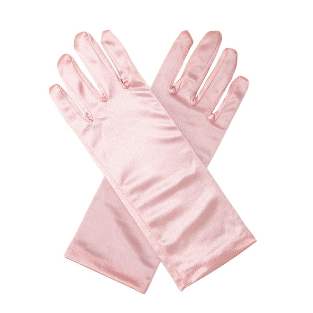 Jednobarevné dětské rukavice Saténové taneční palčáky Nová módní společenská šaty pro vystoupení Dívky