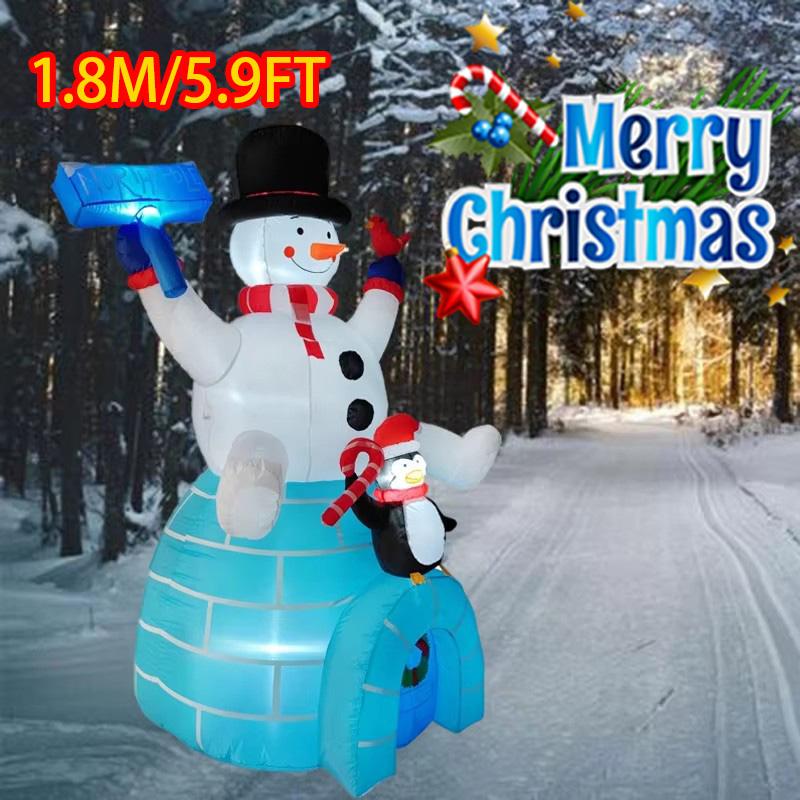 

Christmas Decoration Sitting Snowman Penguin Christmas Inflatable Model Luminous Christmas Atmosphere Christmas Xmas Decor Model EU Plug