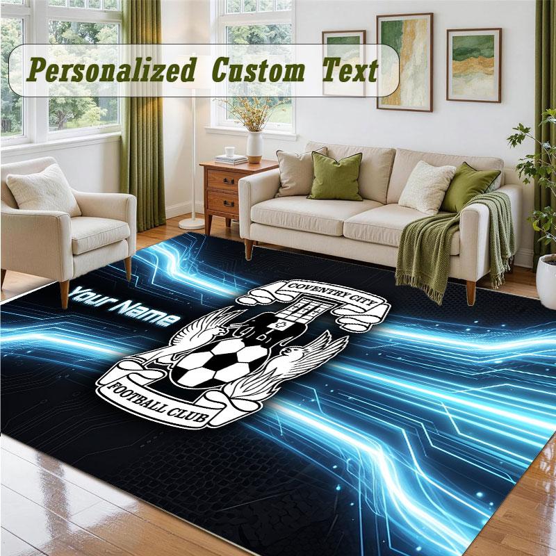 Crystal Velvet Square Rug Custom NameCoventry City Pattern Non Slip Home Floor Decor Rug