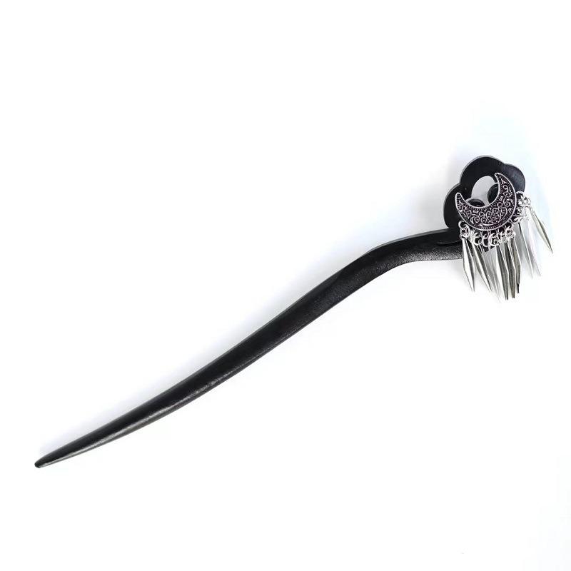 

1pc Fashion Chinese Style Ancient Style Auspicious Moon Tassel Ladies Wooden Hairpin Hanfu Qipao Dished Hair Versatile Headwear