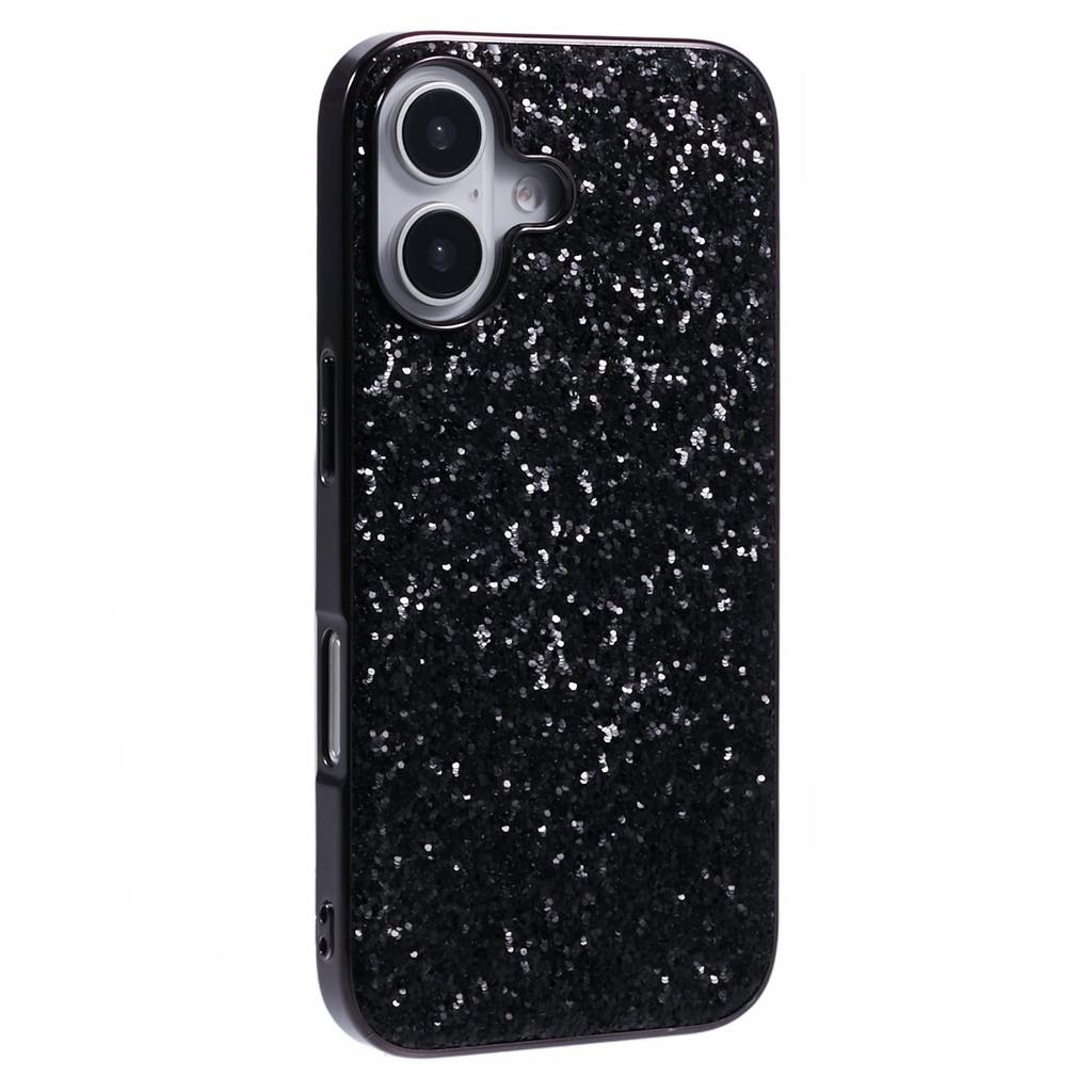 For iPhone 16 Plus Case TPU+PC Sparkling Glitter Phone Back Cover