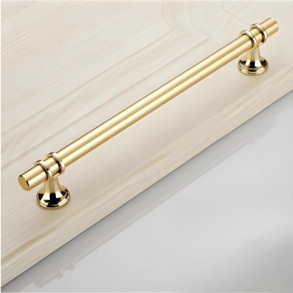 Furniture handle, metal railing for cabinet drawers, gold gloss, screws 128mm