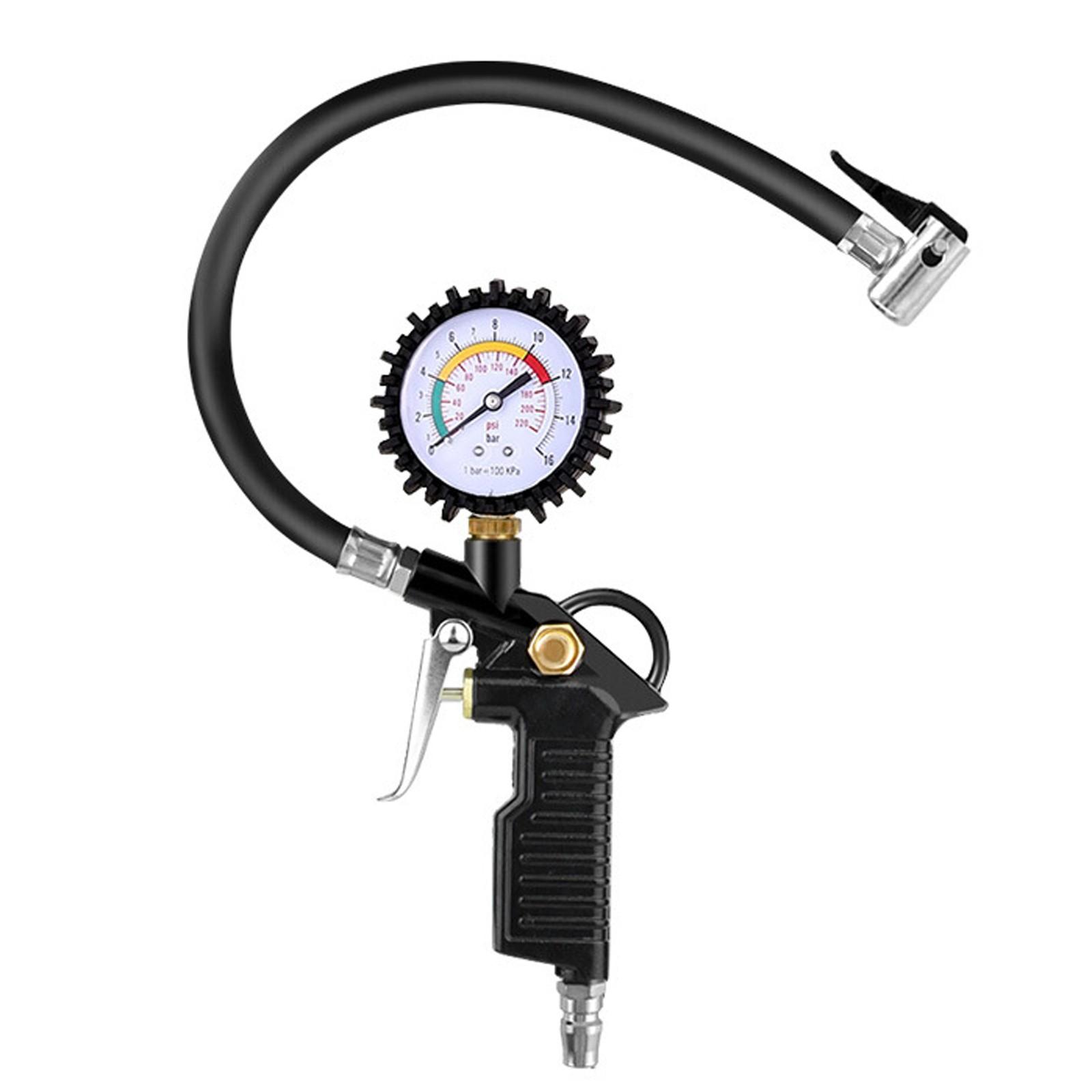 

Tire Pressure Gauge, 220 PSI Car Tire Pressure, Inflator, Gas Compressor, Inflator Handle Controller For Cars, Bicycles, Motorcycles, Trucks, Etc. One Size чорний