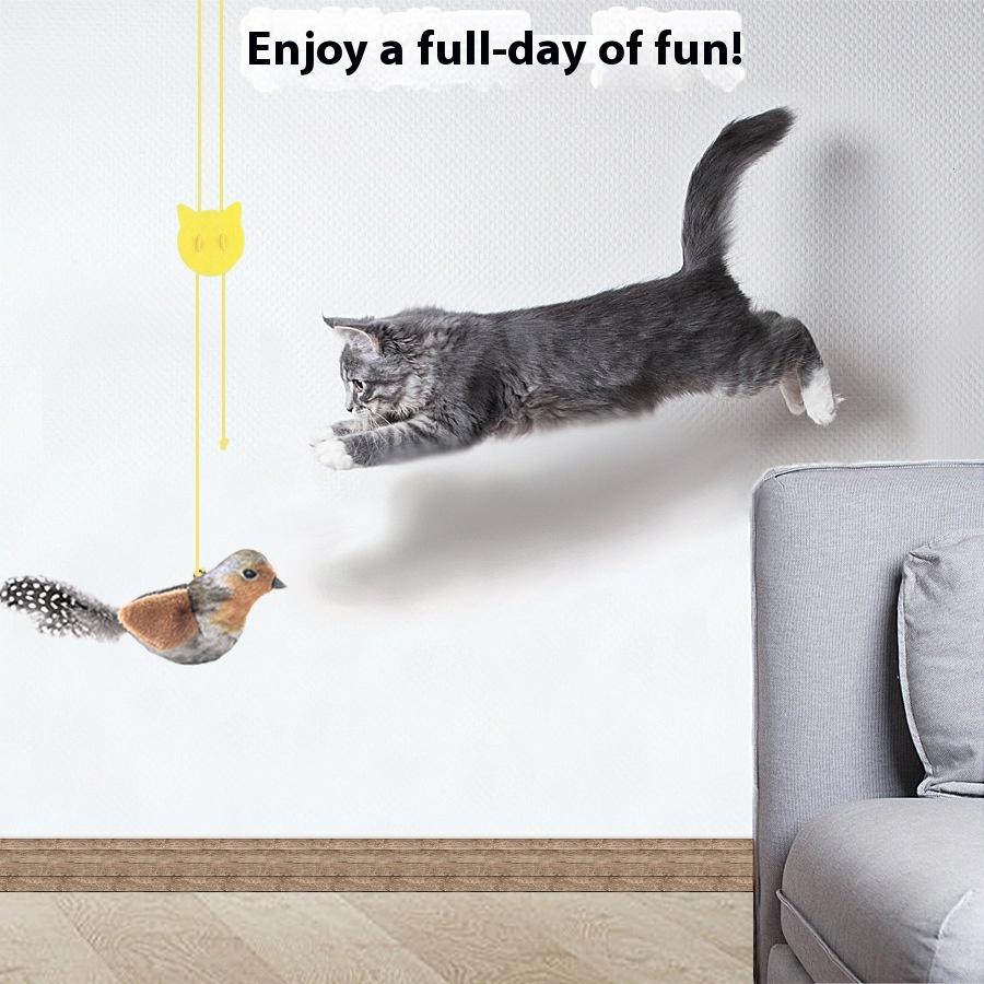 Simulation calling bird cat toy cat self-hi toy sounding bird teasing cat stick catnip toy pet supplies