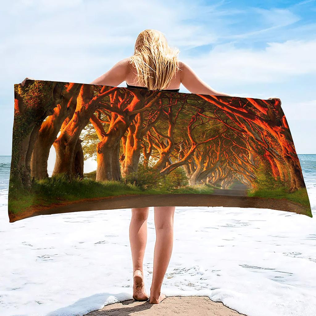 Forest Series Seaside Vacation Beach Towel Swimming Bath Towel Microfiber Sports Towel