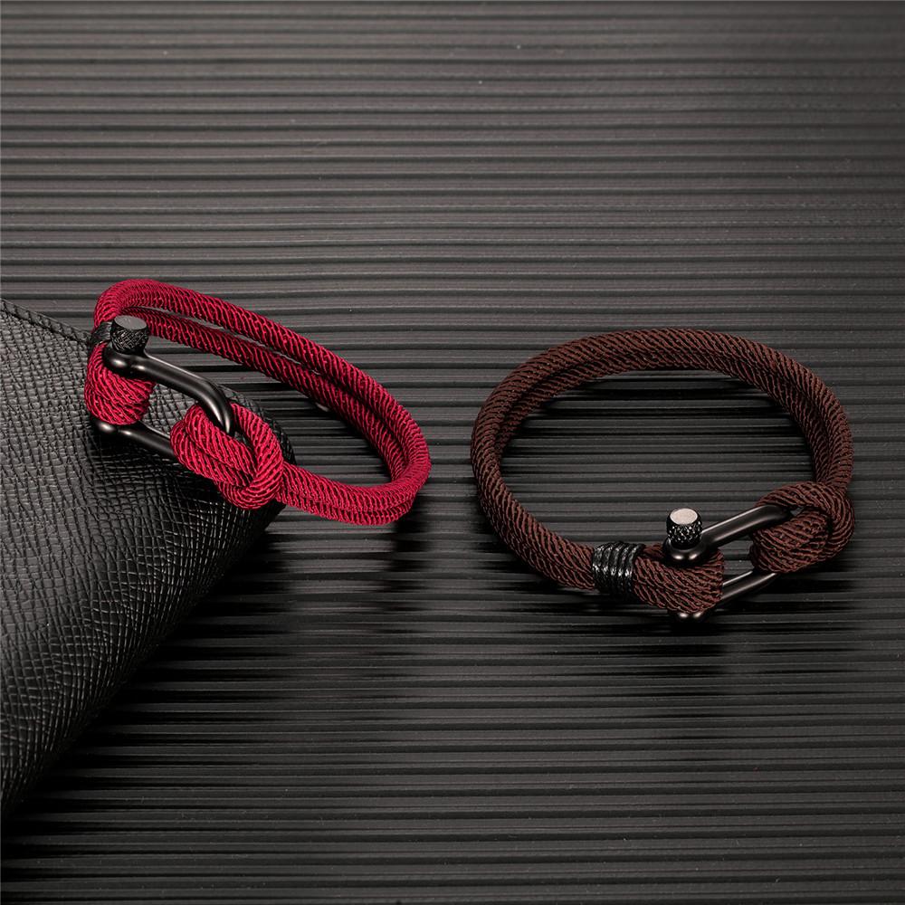 U-shaped Horseshoe Buckle Bracelet Men's Stainless Steel Couple Milan Rope Outdoor Enthusiast Bracelet