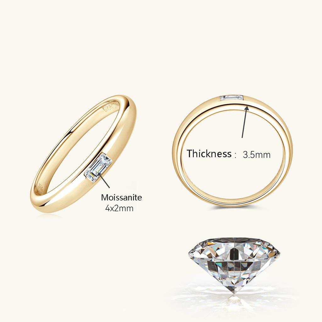 Simple   CopperVVS D Color Moissanite Finger Ring Women Engagement Wedding Rings Gold Plated Fine Jewelry