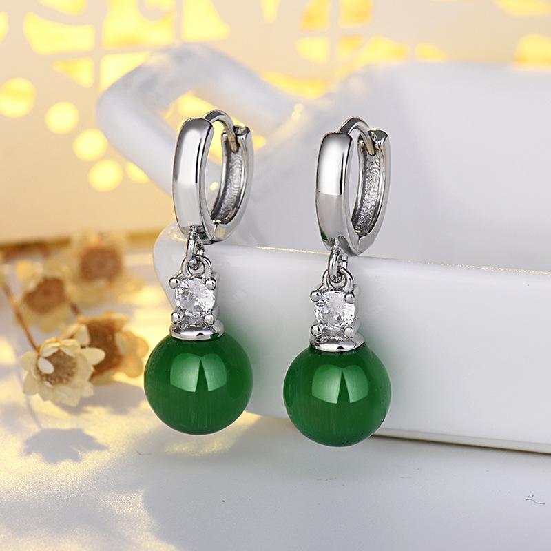 

Высококачественные изумрудные серьги-пуговицы «кошачий глаз» для женщин, новые модные и универсальные серьги-кисточки Love Pure