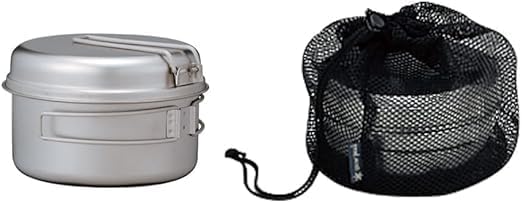 Snow Peak Aluminum Personal Cooker Set (2 Pots, 2 Lids) SCS-020R (with Sticker) - Ideal for Camping, Outdoor Activities, Hiking, and Emergency Prepare