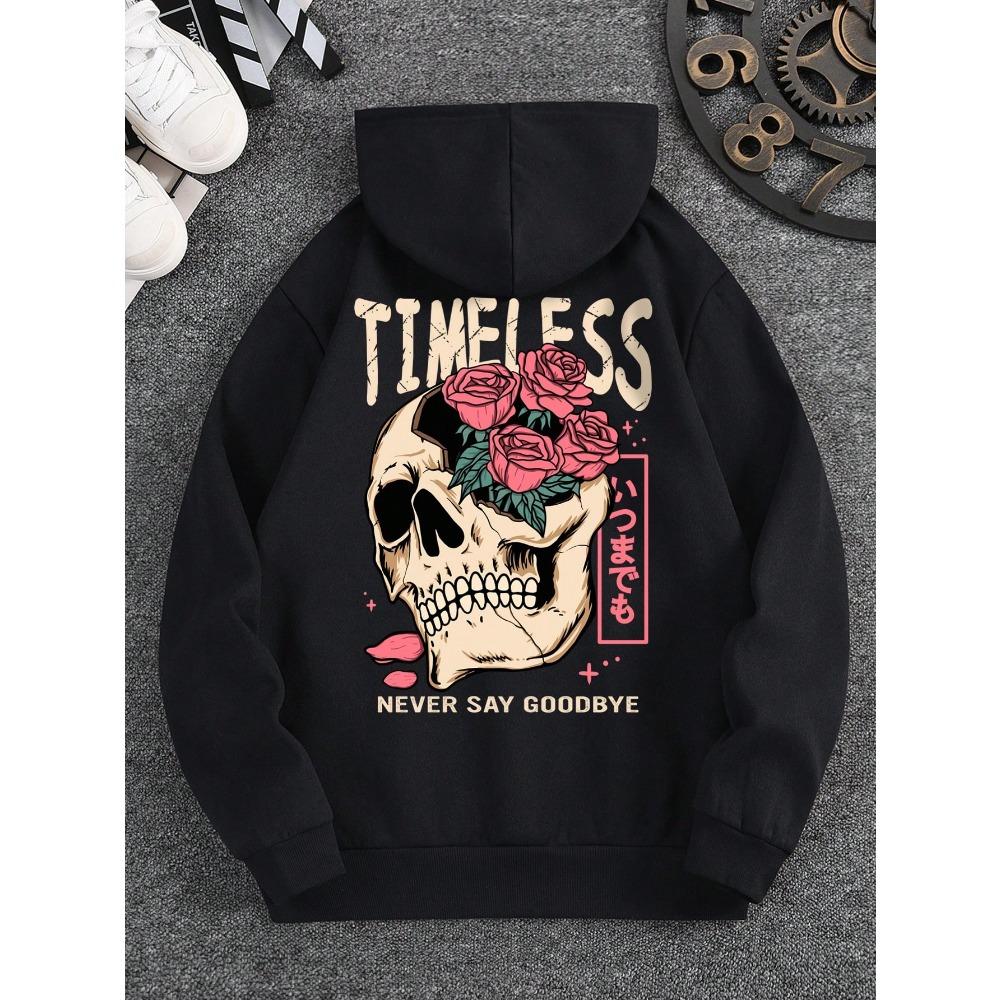 2025 Spring and Autumn Casual Long Sleeve Women's Slogan Skull Print Hoodie Versatile and Comfortable Daily Sweatshirt S-6XL