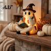 Gotische Kameraccessoires Vintage Patchwork Geestbeeldje, Schattig LED Verlicht Lezen Boek Beeld, Buiten Tuindecoratie Spookachtige Hars Halloween Decoratie