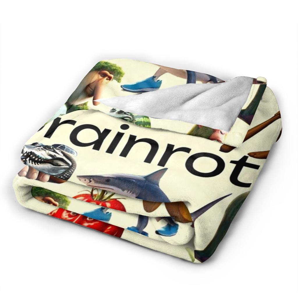Italian Brainrot Funny AI Meme Blanket Flannel Print Tung Sahur Multi-function Ultra-Soft Throw Blanket Office Bedspread Quilt