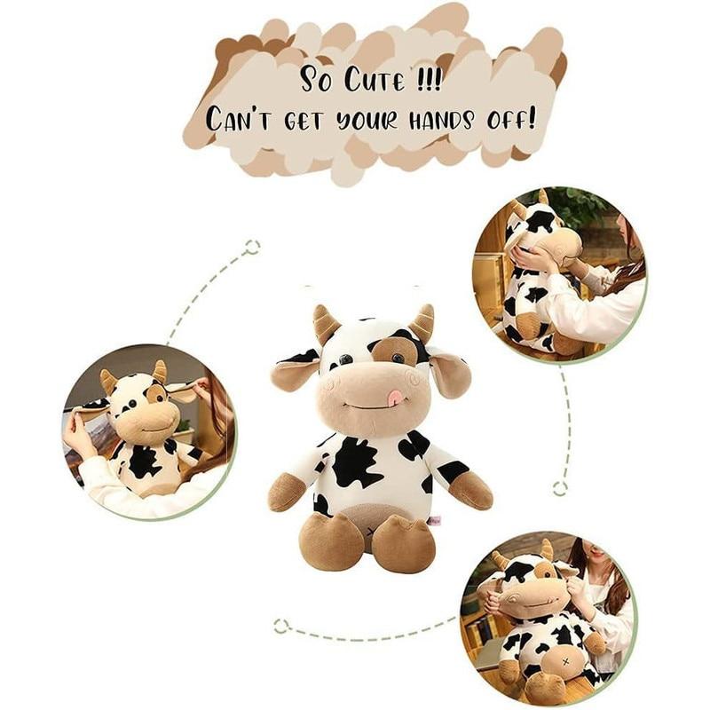 Jumbo Cow Plush Toy, 16 Inch Stuffed Animal Pillow, Soft Fluffy Hugging Pillow - Perfect Gift for All Ages and Occasions