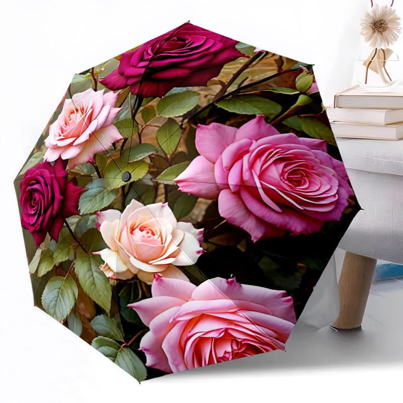 Floral Fantasy Garden Compact Travel Automatic Umbrella Compact 8-Rib weight weight Perfect for Outdoor Adventures Fashion Lovers