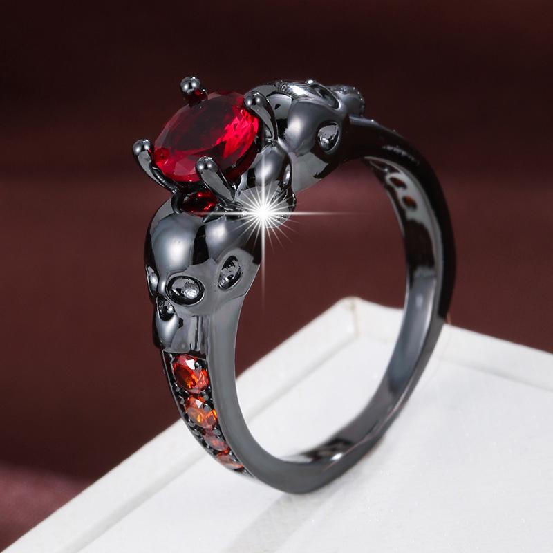 Vintage Skull Zircon Punk Women's Ring