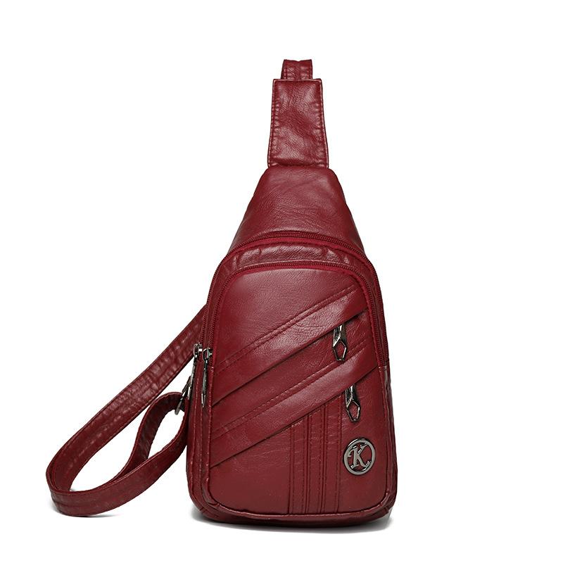 

Breast bag New soft leather messenger bag Waist bag Sports backpack Casual fashion Chest shoulder bag красный