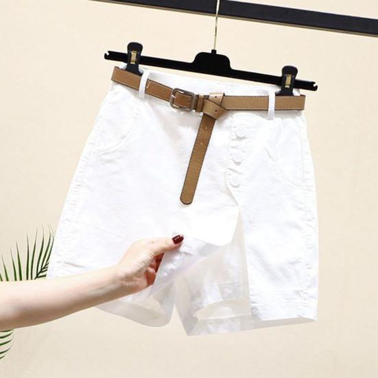 Gonna Pantaloncini Donna Vita Alta Finto Due Pezzi Bottoni Decorativi Spacco Laterale Monocolore Sopra il Ginocchio Tasche Dritti Morbidi Streetwear Abbigliamento Donna