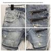Men's Japanese Retro Washed Distressed Denim Work Shorts - Loose & Trendy Summer Style