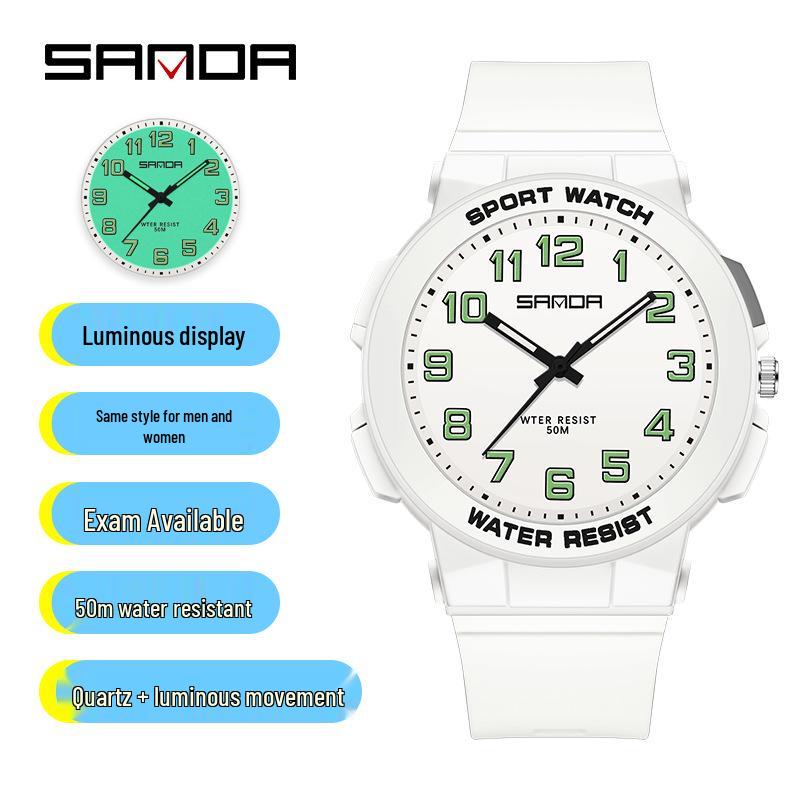 Silent Luminous Waterproof Quartz Wristwatch for High School Students