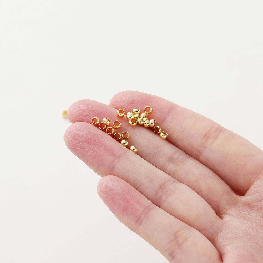 100Pcs/lot 1.5/2/2.5/3mm 14K/18K Gold Color Plated Brass Positioning Beads for DIY Bracelet Necklace Jewelry Making Accessories