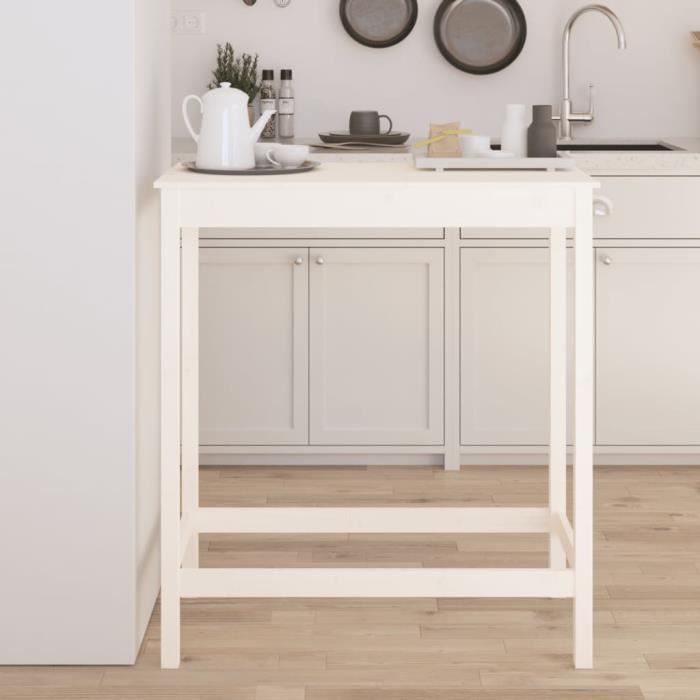 Table de bar - VIDAXL - 100x50x110 cm - Bois massif de pin - Blanc - À monter soi-même