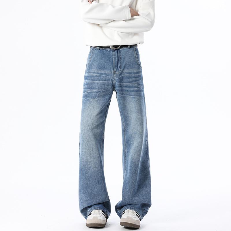 Proofing Customized Customized Bamboo Pattern Scimitar Jeans American Casual Straight Pants Trendy Wide Leg Pants