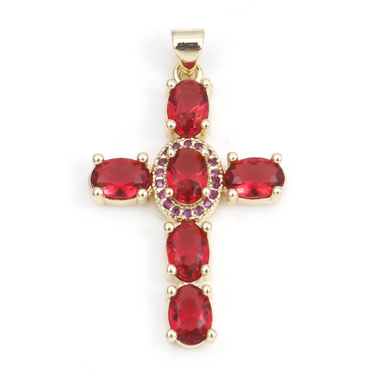 

1pc Religious Gold Color Cross Brass Pendant Colorful Rhinestone Earrings Charms for Women Party Jewelry Necklace DIY Findings