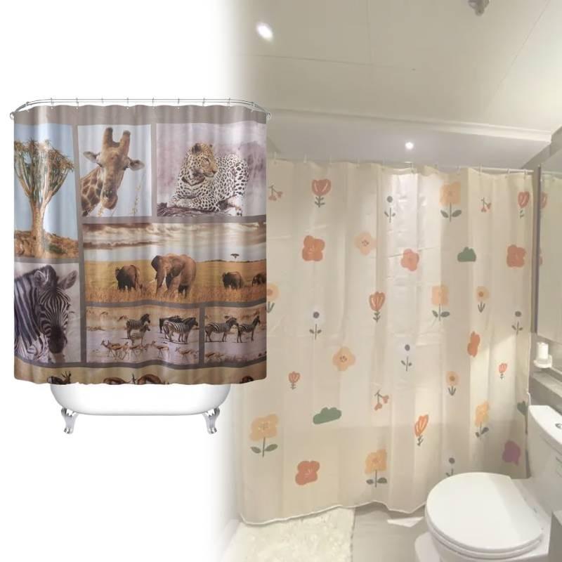 Animal Giraffe Pattern Shower Curtain Peva Waterproof Bathroom Divider Area Home