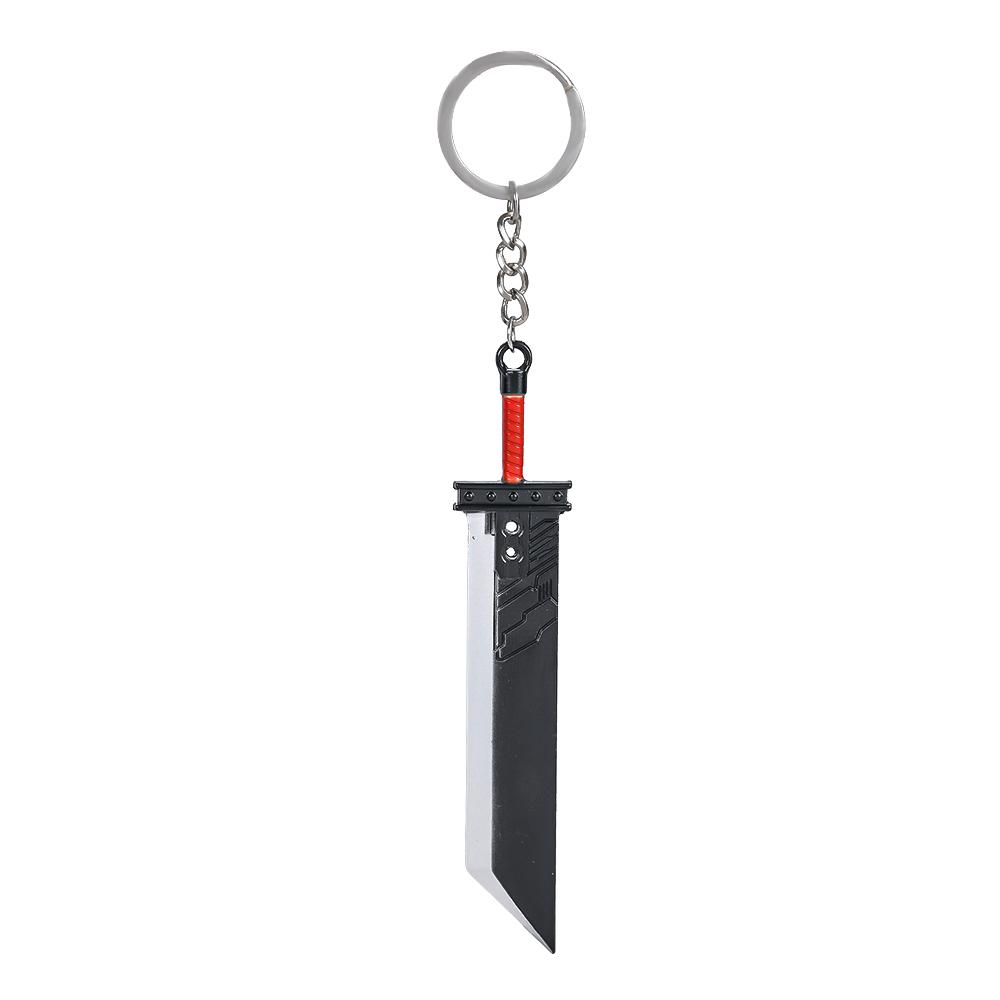 Gothic FF7 Game Final Fantasy Model Cloud Strife Buster Sword Keychain Men Metal Zack Knife Necklace Cosplay Llaveros