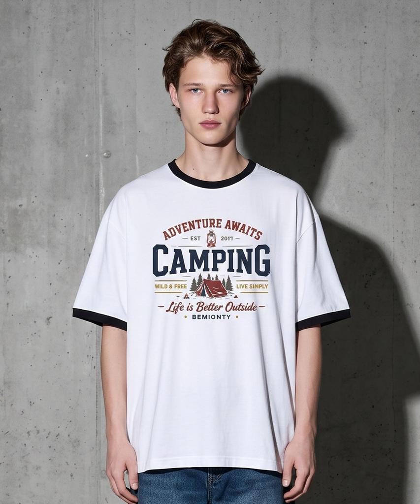 BEMIGHTY Vintage Drawing Oversized Ringer Short Sleeve T-Shirt
