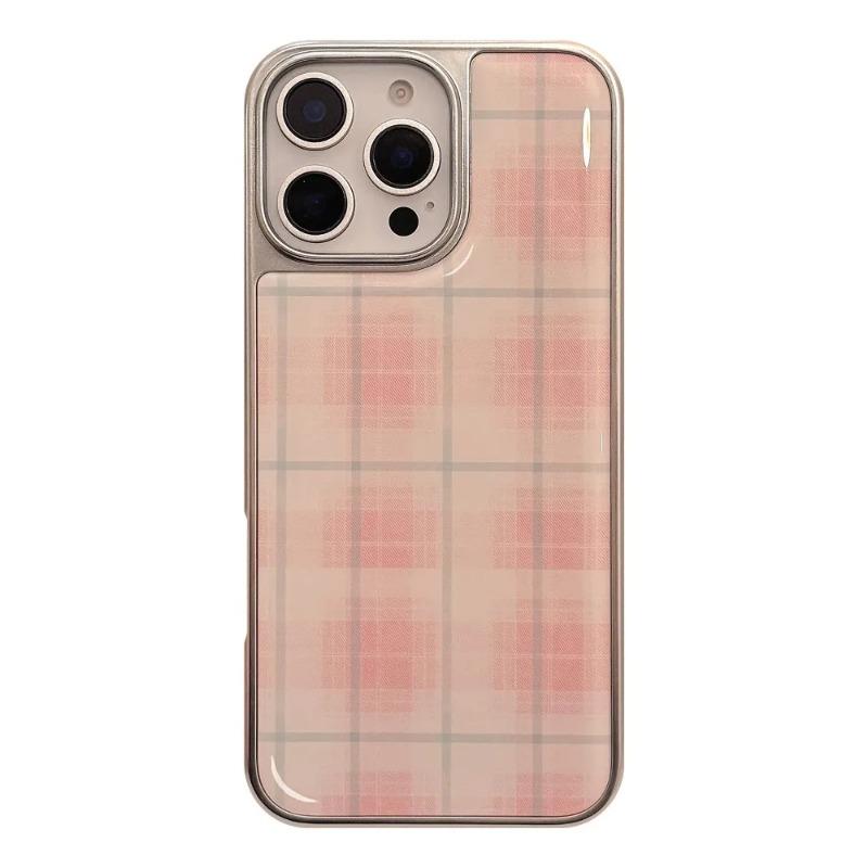 Dropped Pink Checkered Phone Case For iPhone 17 16 15 14 13 12 11 Pro/Max/Plus Anti Drop and Shockproof Back Cover