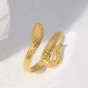Gold-Plated Snake-Shaped Titanium Steel Adjustable Ring for Women - Retro, Colorfast, European & American Fashion.