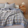 Simple Geometric Plaid Summer Quilt Japanese Style Soft Skin-friendly Air Conditioning Thin Quilt Bedroom Travel Throw Blanket