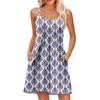Fashion Women Summer Dress Vintage Floral Print Adjustable Spaghetti Straps Beach Vacation Casual Dress With Pockets