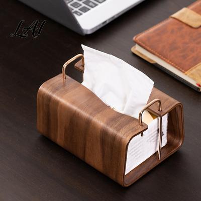 Dining Room Decor Wooden Tissue Holder Rectangular Decorative Paper Napkin Dispenser Storage Organizer Organizer for Office Desk Home