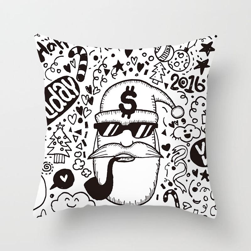 Santa Claus Christmas Tree Pillow Cover Cushion Cover Home Soft Decor