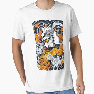 Summer Men Casual Shirts Short Sleeves Gundam White Tees Oversized T-shirts