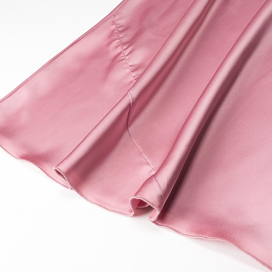 Dame Lilla Sateng Fishtail Midi Skjørt - Høy midje, A-linje, Rynket kroppsnær design