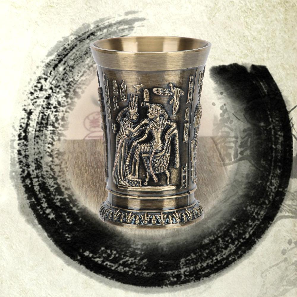 Bronze Metal Shot Glass Embossed Retro Whiskey Cup Shot Glasses Vintage Wine Glass For Tequila