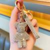 High Quality Animal Rhinestone Keychain Belt Car Key Box Pendant Luxury Rhinestone Bear Bag Keychain Women Bag Pendant Girl