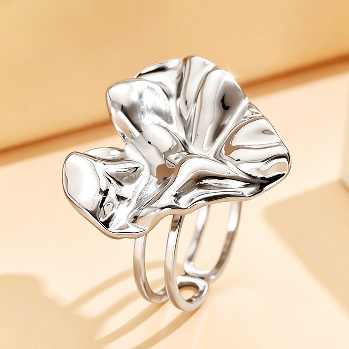 Heart-Shaped Adjustable Stainless Steel Ring – European & American Style
