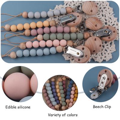 Baby Pacifier Clip Silicone Beads Food Grade BPA Free Safe Beech Anti-lost Teething Toy Infant Soother Dummy Holder Chain Baby Supplies