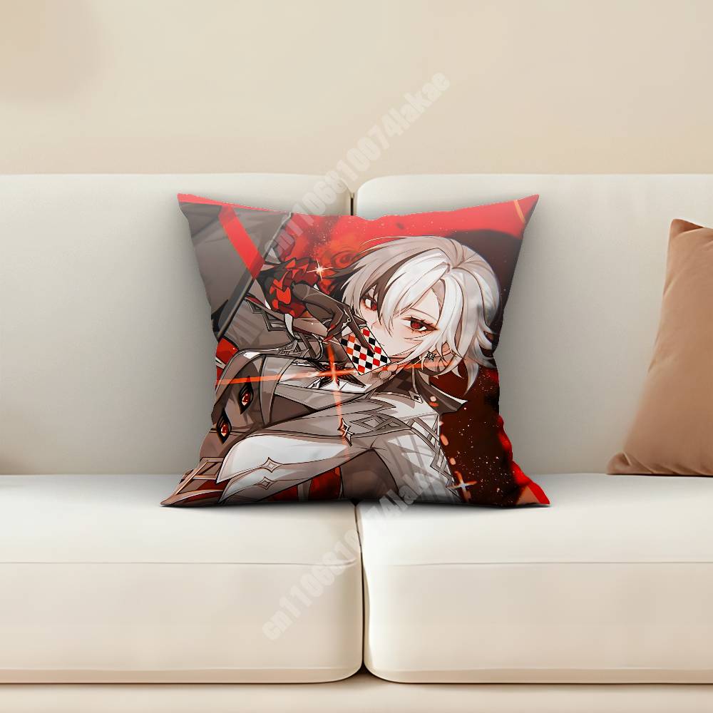 Genshin Impact Arlecchino The Knave Sofa Couch Pillow Cover Cushion Case Cozy Bedroom Accent Studio Furnishing