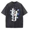 Japanese Anime Serial Experiments Lain Vintage Washed T Shirt Men High Quality Cotton Manga Short Sleeve Fashion T Shirt