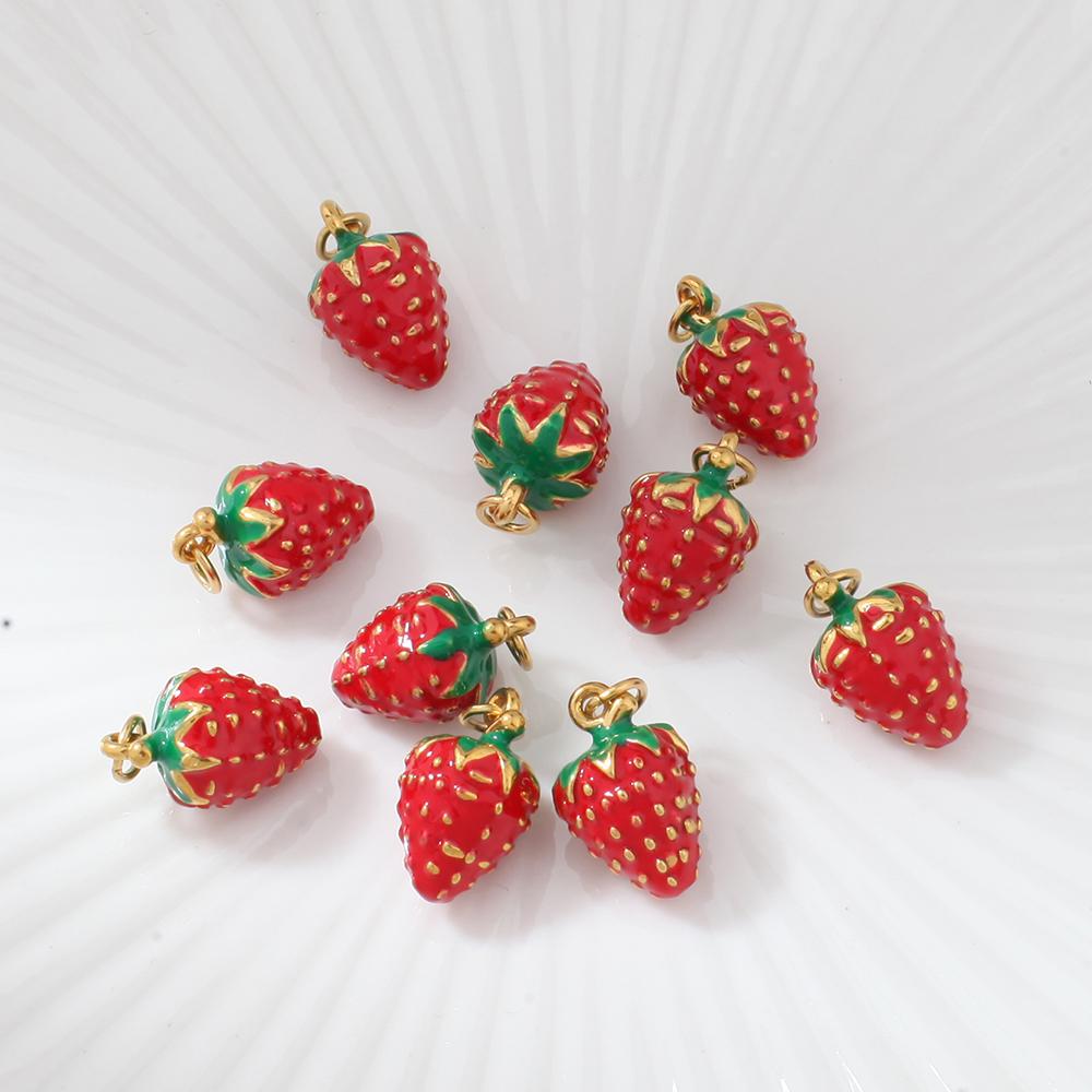 Stainless Steel Women's Stainless Steel Fruit Pendant Strawberry Watermelon Banana Pendants Women Zircon DIY Charms Accessories